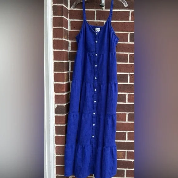 Universal Thread Cotton Gauze Sleeveless Maxi Dress Smocked Back Panel Pockets! - Picture 12 of 16